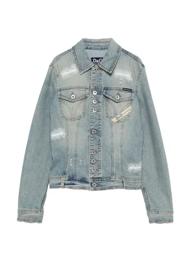 Pre-owned Dolce & Gabbana 2000s Distressed Denim Jacket In Blue