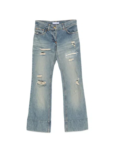 Pre-owned Dolce & Gabbana 2000s Distressed Jeans In Blue