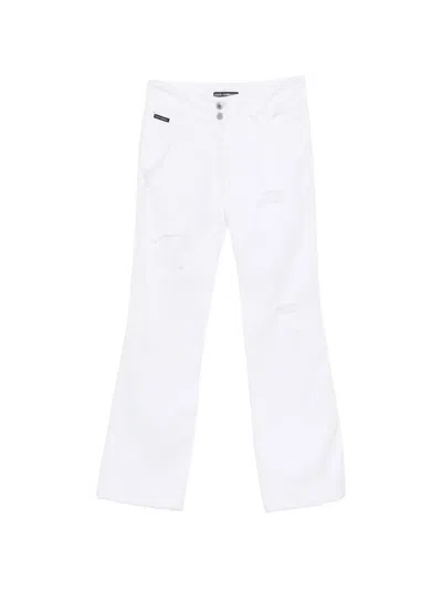 Pre-owned Dolce & Gabbana 2000s Distressed Jeans In White