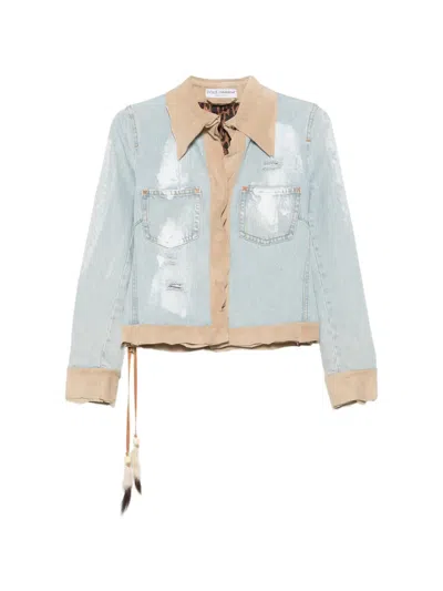 Pre-owned Dolce & Gabbana 2000s Distressed Panelled Denim Jacket In Blue