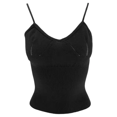 Pre-owned Dolce & Gabbana 2000s  Bodycon Perforated Cinched Knit Black Tank Top 38it