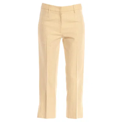 Pre-owned Dolce & Gabbana 2000s  Golden Yellow Cotton Blend Canvas Metallic Woven Pants