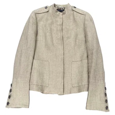 Pre-owned Dolce & Gabbana 2000s  Linen Military Jacket In Beige