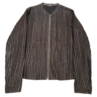 Pre-owned Dolce & Gabbana 2000s  Pinstripe Textured Zip Up Jacket In Black