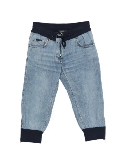 Pre-owned Dolce & Gabbana 2000s Drawstring-waist Cropped Jeans In Blue