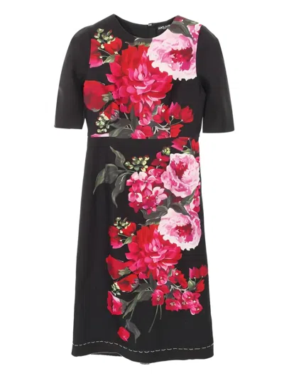 Pre-owned Dolce & Gabbana 2000s Floral Pattern Dress In Black