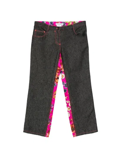 Pre-owned Dolce & Gabbana 2000s Floral-print Panelled Jeans In Pink