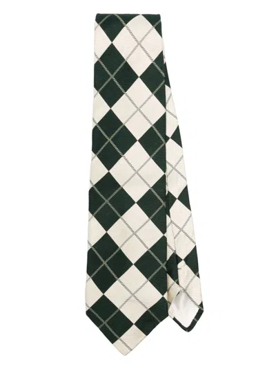 Pre-owned Dolce & Gabbana 2000s Harlequin-print Scarf In Green