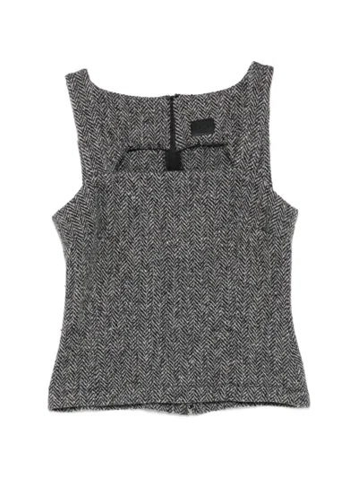 Pre-owned Dolce & Gabbana 2000s Herringbone Sleeveless Top In Grey