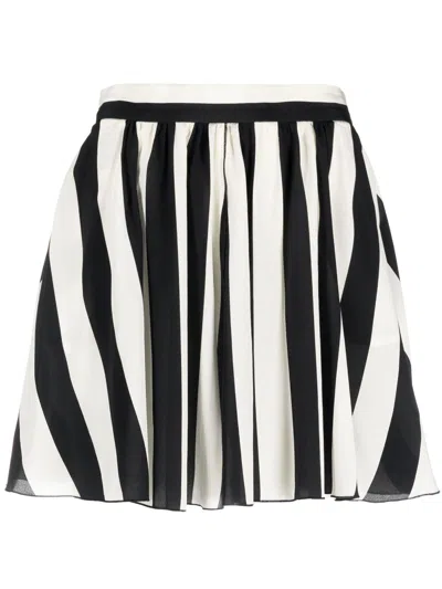 Pre-owned Dolce & Gabbana 2000s High-waisted Striped Silk Skirt In Black