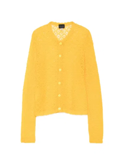 Pre-owned Dolce & Gabbana 2000s Lace-knit Cardigan In Yellow