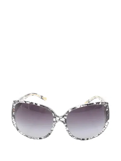 Pre-owned Dolce & Gabbana 2000s Lace-print Sunglasses In Black