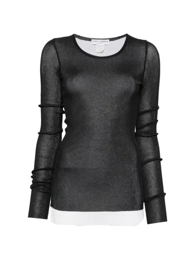 Pre-owned Dolce & Gabbana 2000s Layered Long-sleeve Top In Black