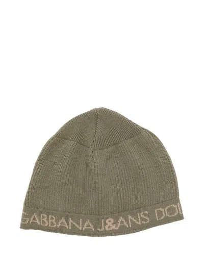 Pre-owned Dolce & Gabbana 2000s Logo-band Beanie In Green