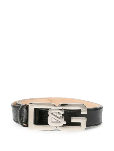 Pre-owned Dolce & Gabbana 2000s Logo-buckle Belt In Black