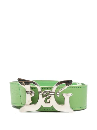 Pre-owned Dolce & Gabbana 2000s Logo-buckle Belt In Green