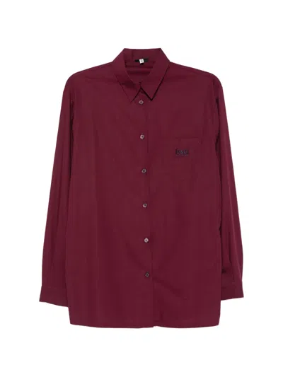 Pre-owned Dolce & Gabbana 2000s Logo-embroidered Pocket Shirt In Red