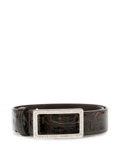 Pre-owned Dolce & Gabbana 2000s Logo-engraved Belt In Brown