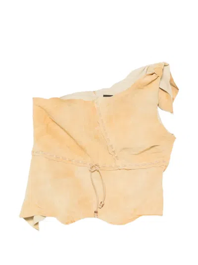 Pre-owned Dolce & Gabbana 2000s One-shoulder Whipstitch Top In Neutrals