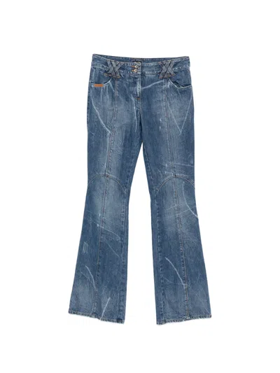 Pre-owned Dolce & Gabbana 2000s Panelled Flared Jeans In Blue