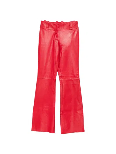 Pre-owned Dolce & Gabbana 2000s Panelled Leather Trousers In Red