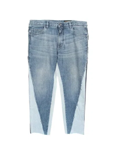 Pre-owned Dolce & Gabbana 2000s Panelled Raw-edge Jeans In Blue