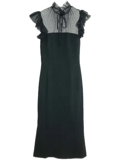 Pre-owned Dolce & Gabbana 2000s Point D'esprit Midi Dress In Black