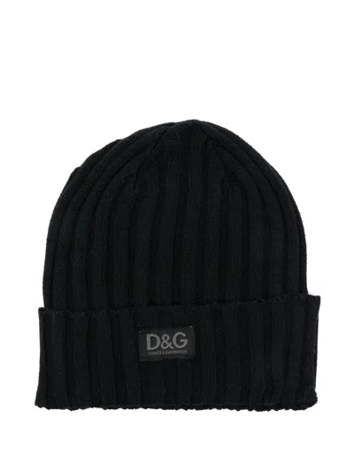 Pre-owned Dolce & Gabbana 2000s Ribbed Beanie Hat In Black