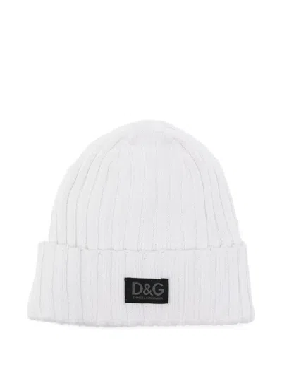 Pre-owned Dolce & Gabbana 2000s Ribbed Beanie Hat In White