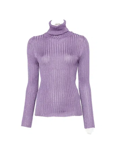 Pre-owned Dolce & Gabbana 2000s Ribbed Roll-neck Sweater In Purple