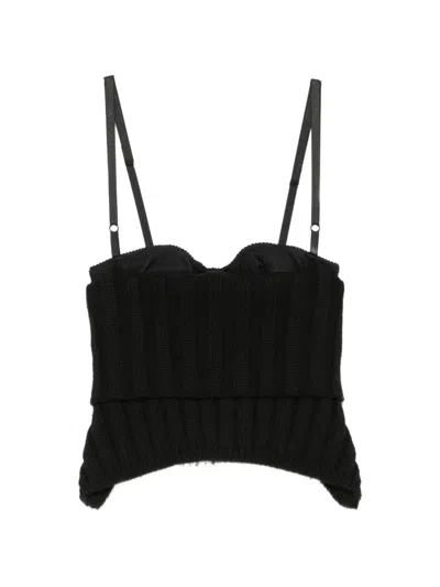 Pre-owned Dolce & Gabbana 2000s Ribbed-knit Corset Top In Black