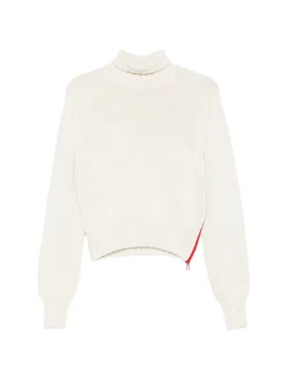 Pre-owned Dolce & Gabbana 2000s Side-zip Roll-neck Sweater In Neutrals