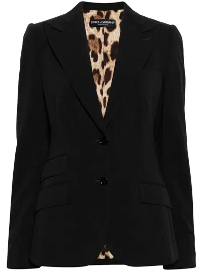 Pre-owned Dolce & Gabbana 2000s Single-breasted Wool-blend Blazer In Black