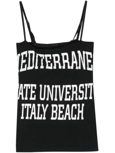 Pre-owned Dolce & Gabbana 2000s Slogan-print Tank Top In Black