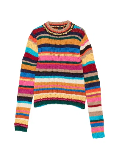 Pre-owned Dolce & Gabbana 2000s Striped Chunky-knit Sweater In Neutrals