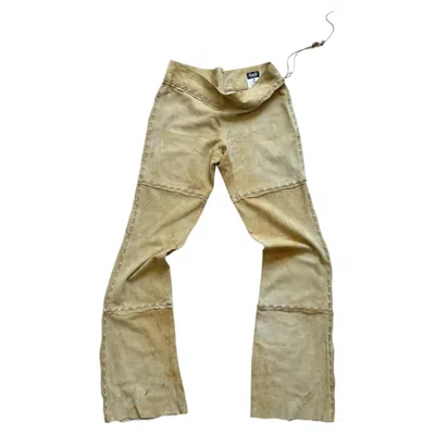 Pre-owned Dolce & Gabbana 2000s Suede Flared Pants In Brown