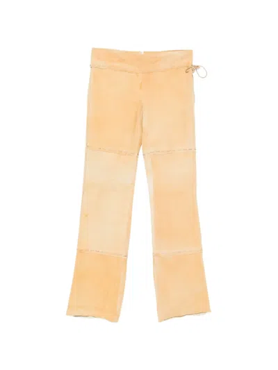 Pre-owned Dolce & Gabbana 2000s Whipstitch Suede Trousers In Neutrals