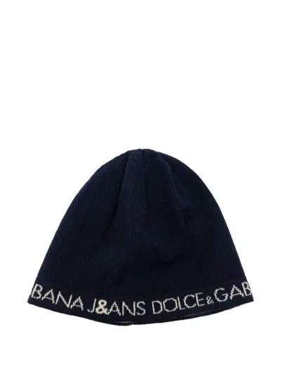 Pre-owned Dolce & Gabbana 2000s Wool Beanie Hat In Blue