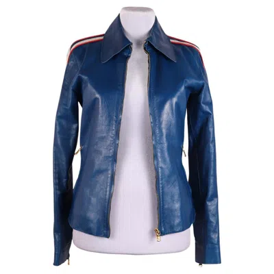 Pre-owned Dolce & Gabbana 2001  Leather Jacket, Spring/summer 2001 "21" Logo In Purple