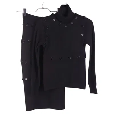 Pre-owned Dolce & Gabbana 2003 Dolce Gabbana Aw2003 Turtleneck Suit With Skirt Runway In Black