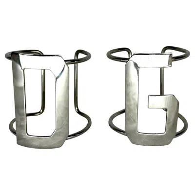 Pre-owned Dolce & Gabbana 2003  Silver Plate 'd' And 'g' Cuff Set In Multi