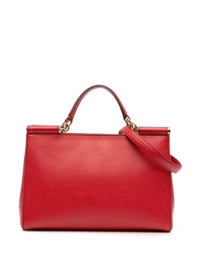 Pre-owned Dolce & Gabbana 2009 Medium Leather Miss Sicily Satchel In Red