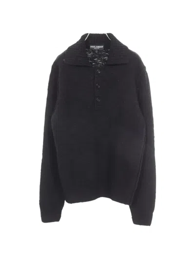 Pre-owned Dolce & Gabbana 2010 Knit Long-sleeve Polo Shirt In Black