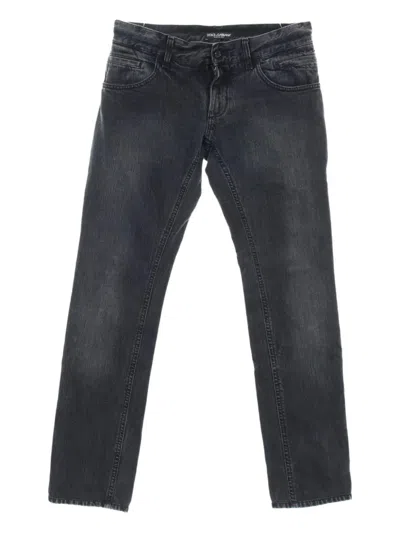Pre-owned Dolce & Gabbana 2010 Logo-patch Jeans In Black