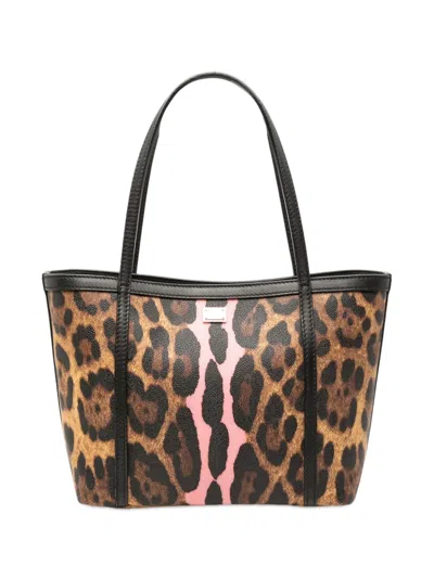 Pre-owned Dolce & Gabbana 2010-2026 Leopard Print Coated Canvas Miss Escape Tote Bag In Brown