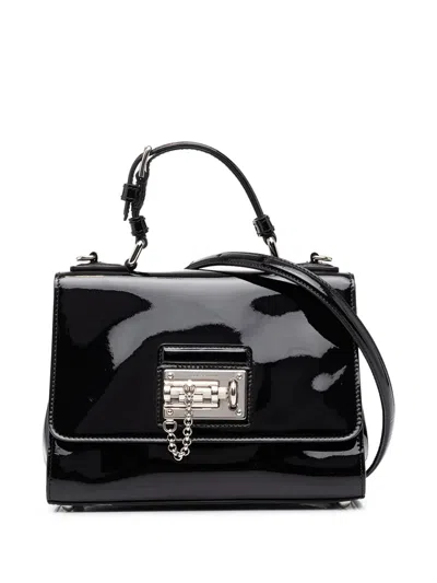 Pre-owned Dolce & Gabbana 2010-2026 Small Patent Miss Monica Top Handle Satchel In Black