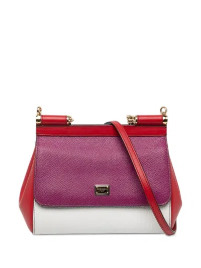 Pre-owned Dolce & Gabbana 2010-2026 Small Tricolor Grained Calfskin Miss Sicily Satchel In White