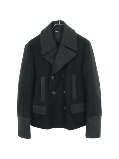 Pre-owned Dolce & Gabbana 2010s Color-block Pea Coat In Black