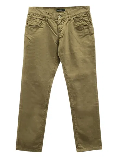 Pre-owned Dolce & Gabbana 2010s Cotton Trousers In Brown