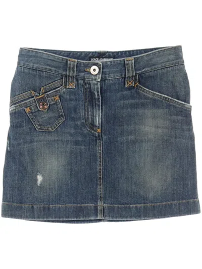 Pre-owned Dolce & Gabbana 2010s Denim Mini Skirt In Blue